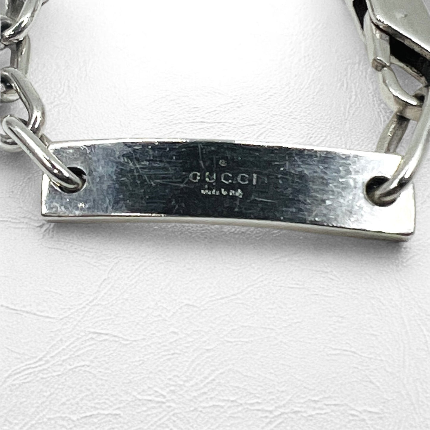 GUCCI イタリア製 オールドグッチ リンクチェーン ブレスレット シルバー 925 ロゴプレート ID