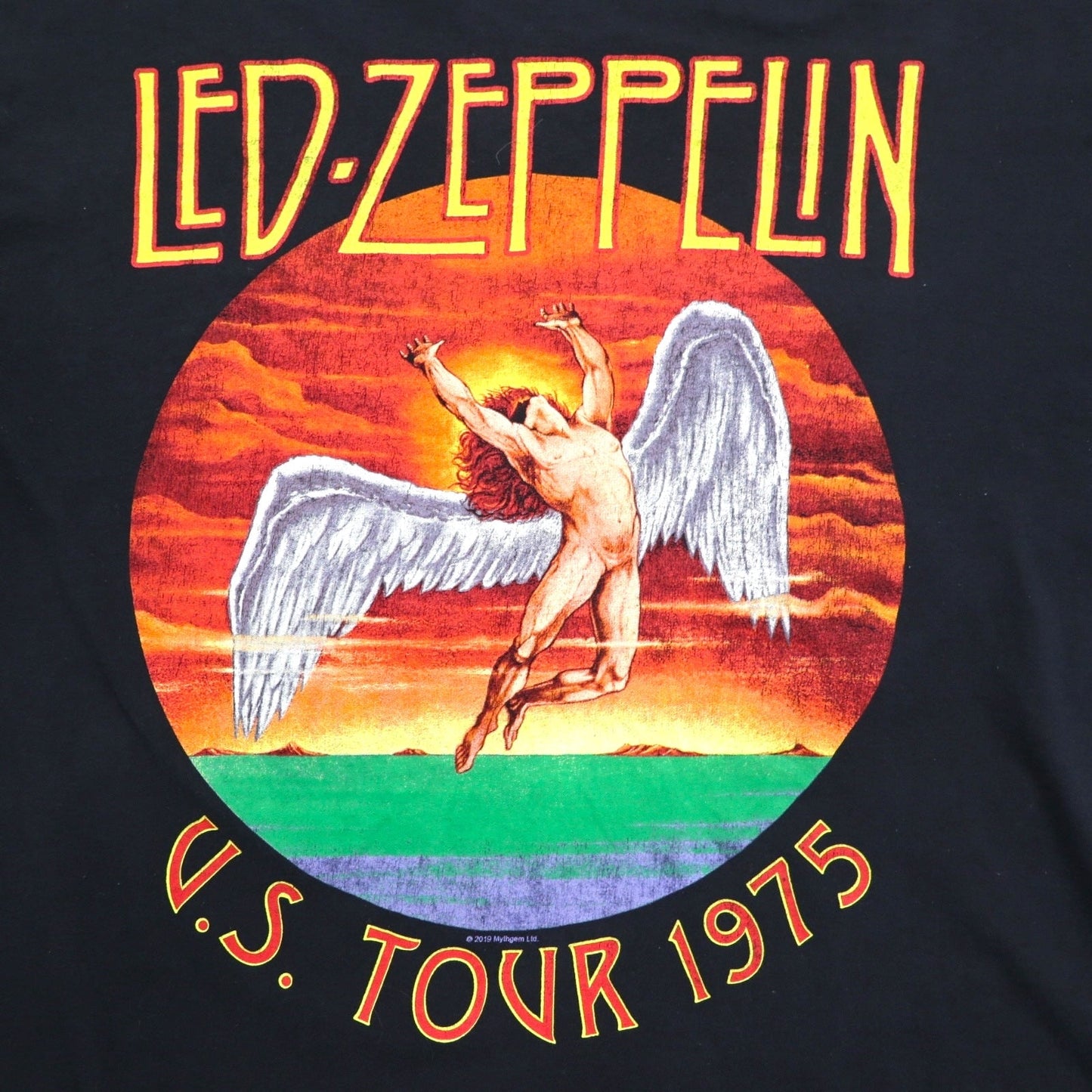 LED ZEPPELIN レッドツェッペリン オフィシャル ロック ツアー バンド Tシャツ バンT L ブラック コットン U.S.TOUR 1975