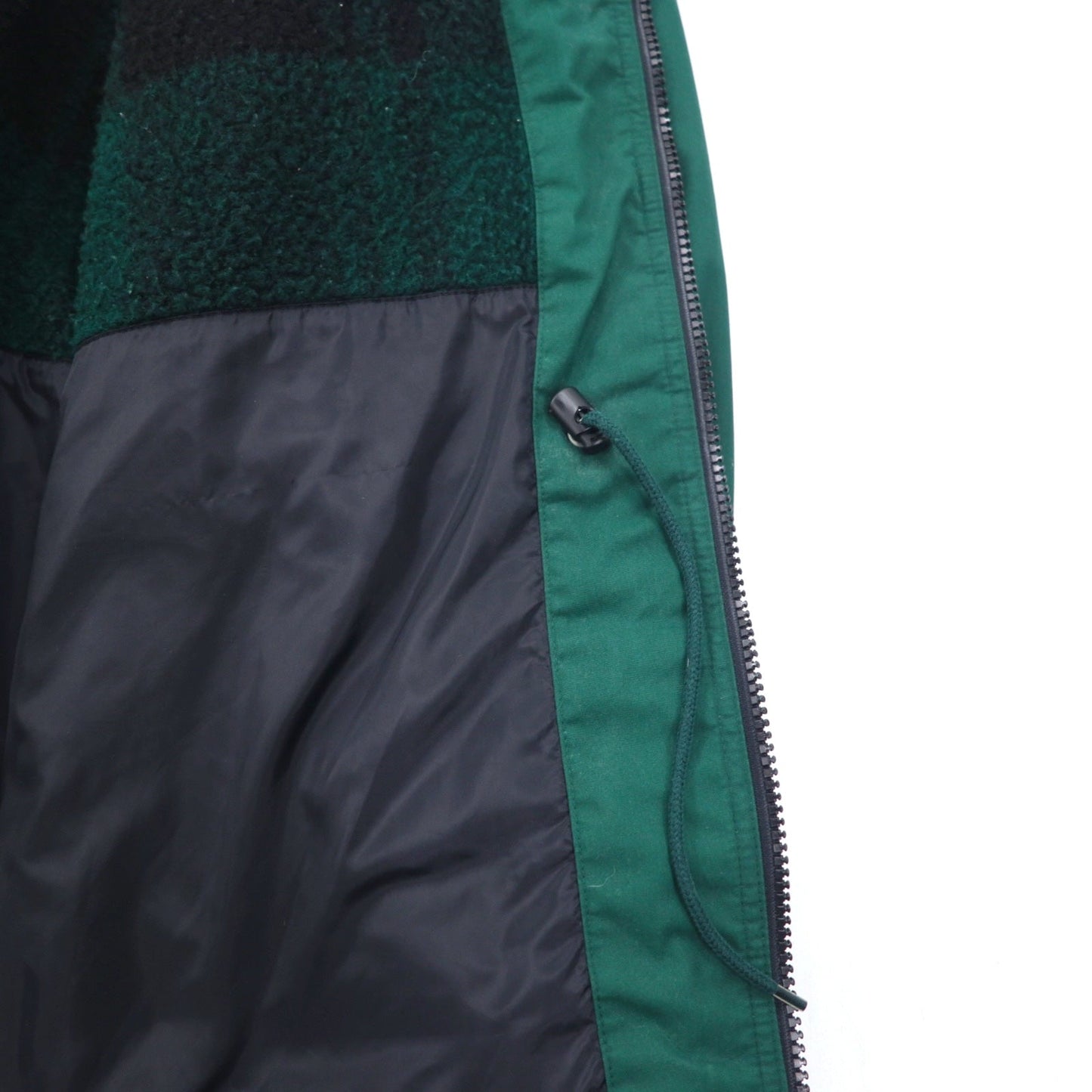 Eddie Bauer 90年代 65/35クロス マウンテンパーカー L グリーン ポリエステル コットン フリースライナー ドローコード ダブルジップ