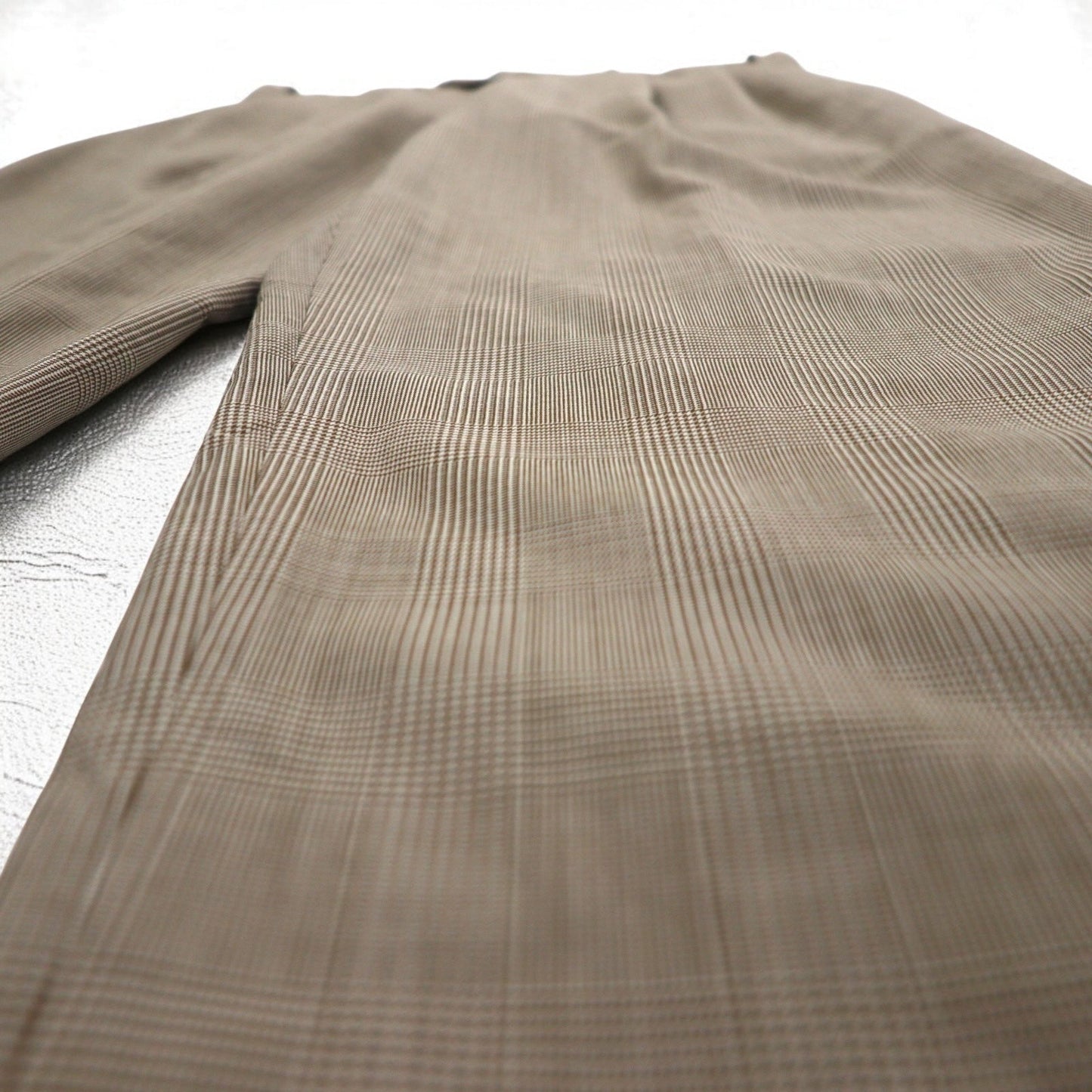 LAUREN RALPH LAUREN 90年代 タック ワイド スラックスパンツ L ブラウン ガンクラブチェック ウール