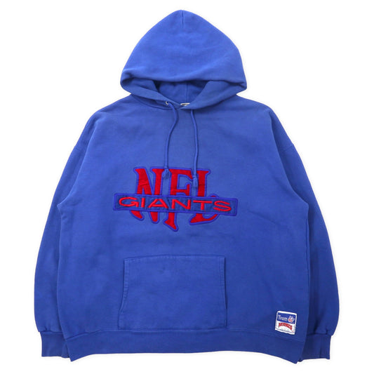NUTMEG USA製 90年代 NFL GIANTS フットボール プルオーバーパーカー XL ブルー コットン