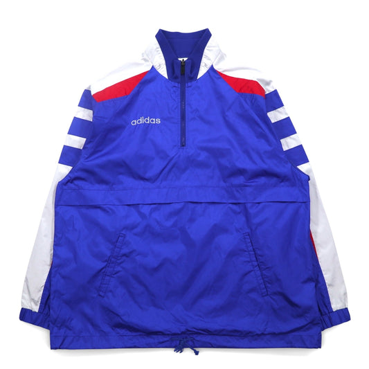 adidas 90年代 デサント社製 ハーフジップ アノラック トラックジャケット ジャージ XL ブルー