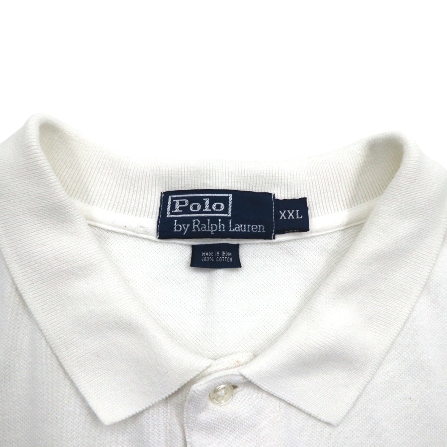 Polo by Ralph Lauren 90年代 ポロシャツ 2XL ビッグサイズ ホワイト 鹿の子 ポニー刺繍
