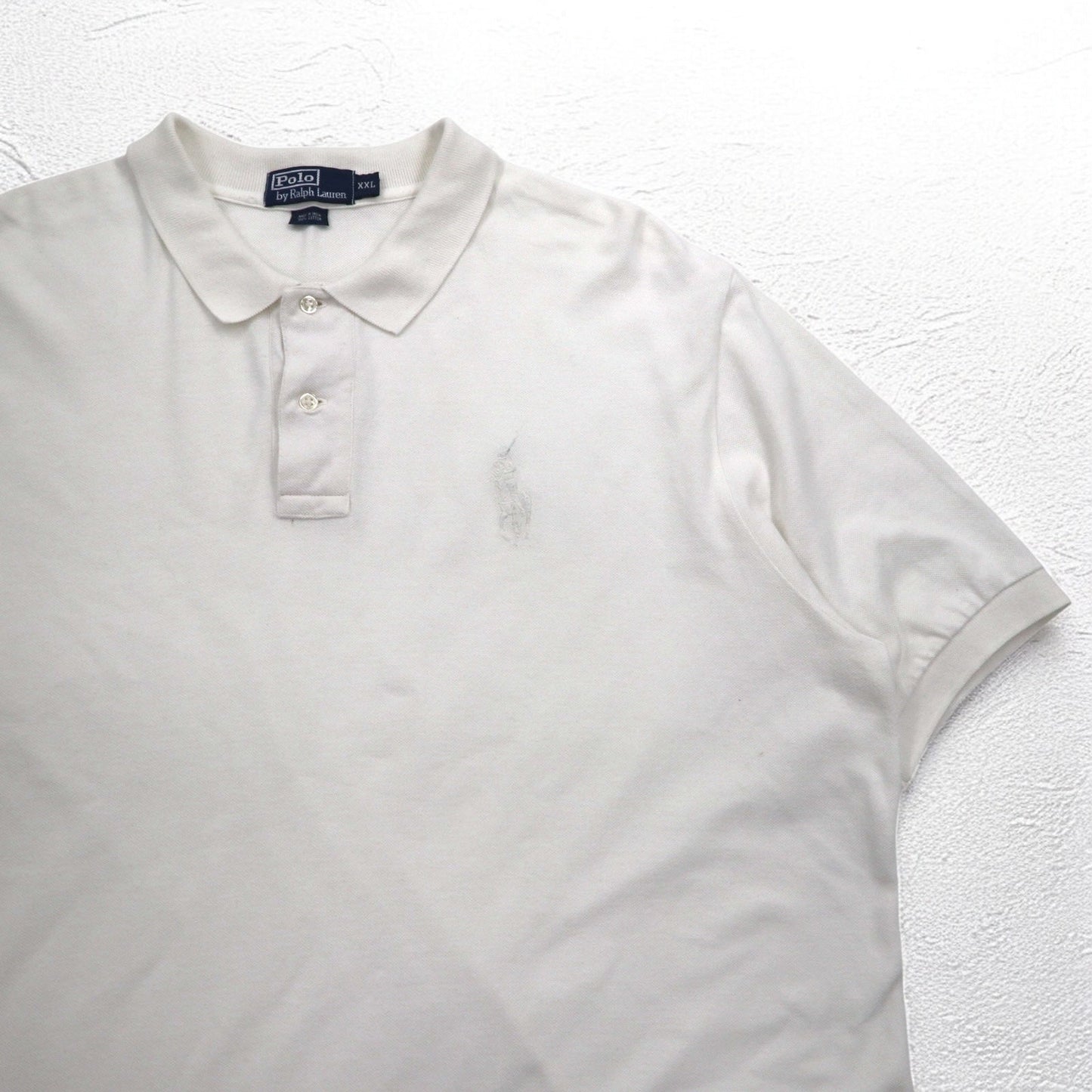 Polo by Ralph Lauren 90年代 ポロシャツ 2XL ビッグサイズ ホワイト 鹿の子 ポニー刺繍