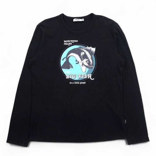 MOSCHINO JEANS ロングスリーブTシャツ ロンT XL ブラック BIG FISH プリント