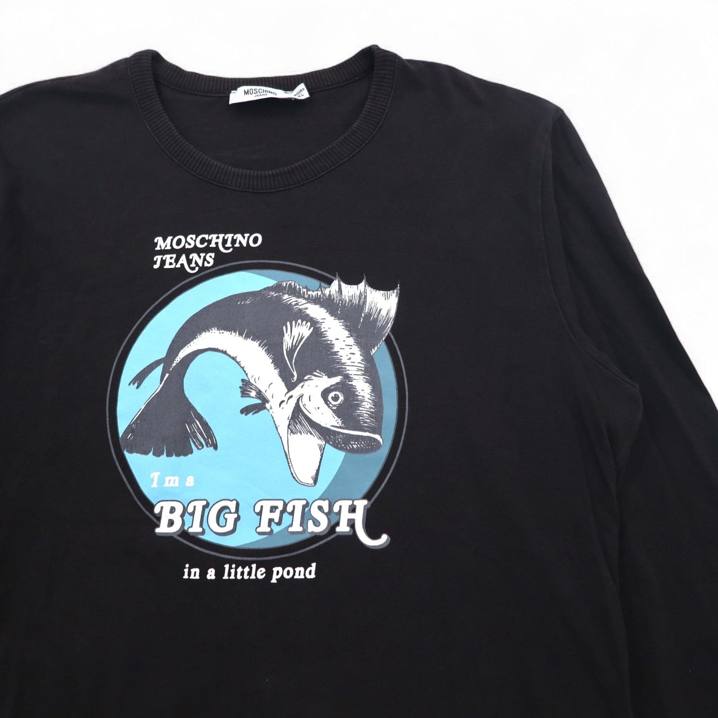 MOSCHINO JEANS ロングスリーブTシャツ ロンT XL ブラック BIG FISH プリント