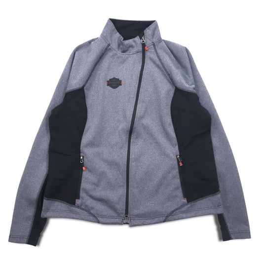 HARLEY DAVIDSON ソフトシェルジャケット ジャージ L グレー ストレッチ サムホール ダブルジップ