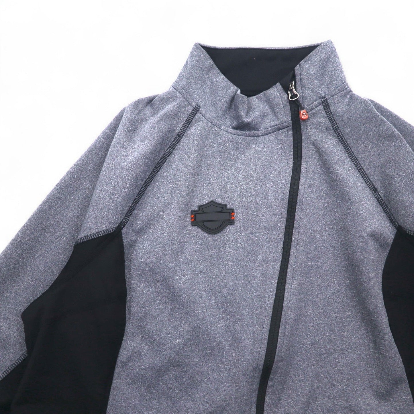 HARLEY DAVIDSON ソフトシェルジャケット ジャージ L グレー ストレッチ サムホール ダブルジップ