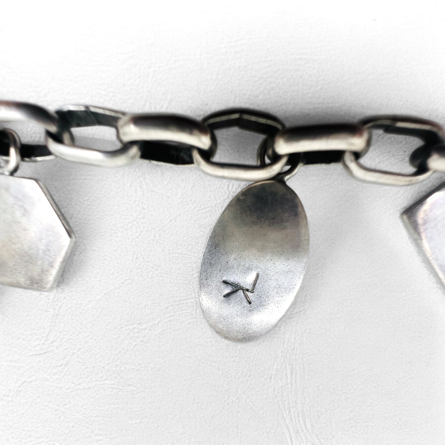 NAVAJO インディアンジュエリー Timothy Lee ブレスレットナバホ族 シルバー リンク チェーン Sterling スタンプワーク トライバル