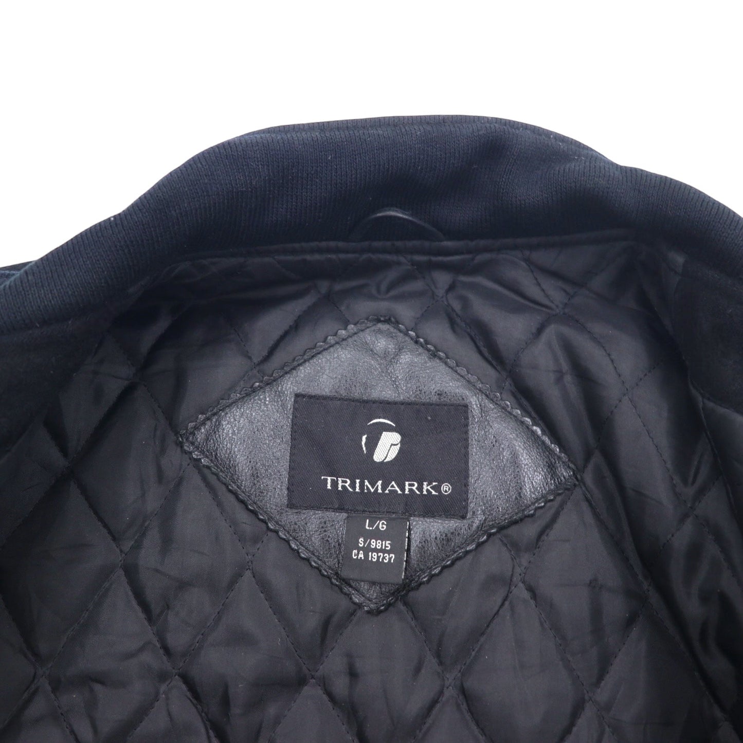 TRIMARK レザー 切替 スタジャン L ブラック レザー キルティングライナー US企業 PARKER PACIFIC