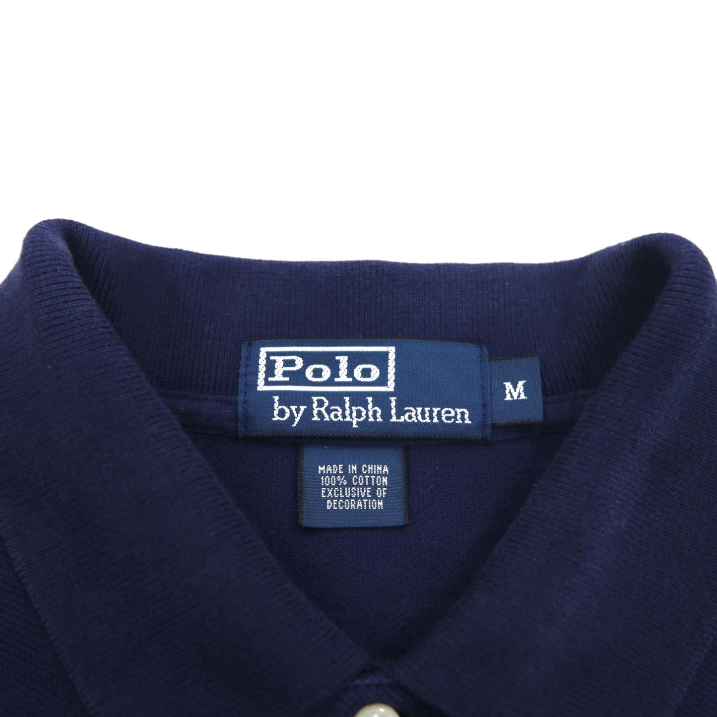 Polo by Ralph Lauren 90年代 ポロプレイヤー刺繍 ポロシャツ M ネイビー コットン 鹿の子