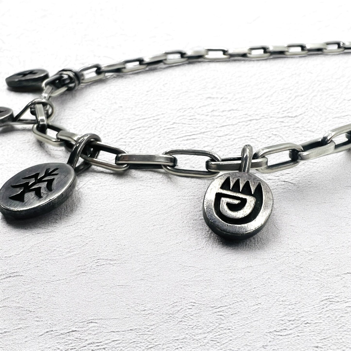 NAVAJO インディアンジュエリー Timothy Lee ネックレス ナバホ族 シルバー リンク チェーン Sterling スタンプワーク トライバル