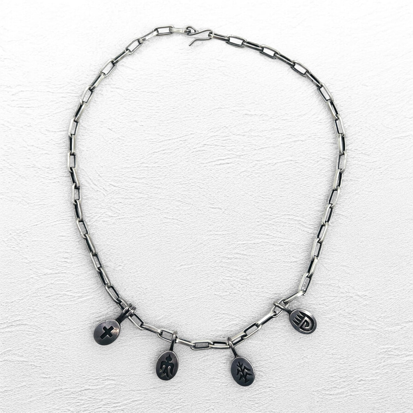 NAVAJO インディアンジュエリー Timothy Lee ネックレス ナバホ族 シルバー リンク チェーン Sterling スタンプワーク トライバル