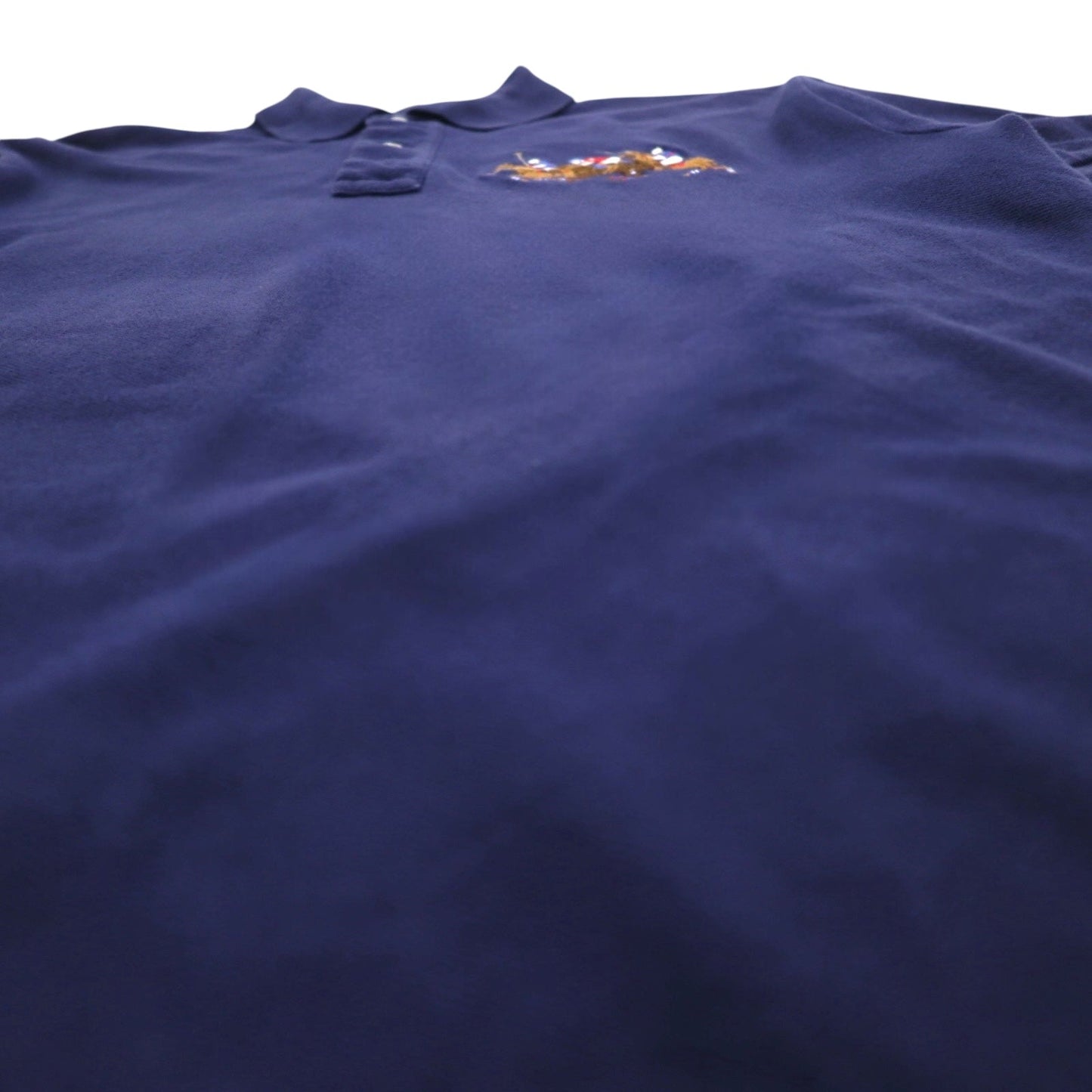 Polo by Ralph Lauren 90年代 ポロプレイヤー刺繍 ポロシャツ M ネイビー コットン 鹿の子