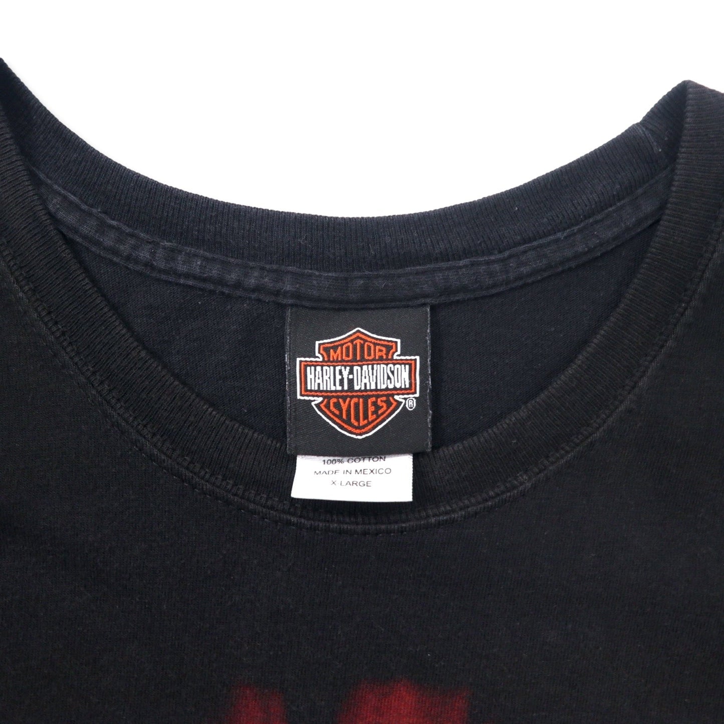 HARLEY DAVIDSON スカル ロゴプリント Tシャツ XL ブラック コットン FLORIDA USA メキシコ製