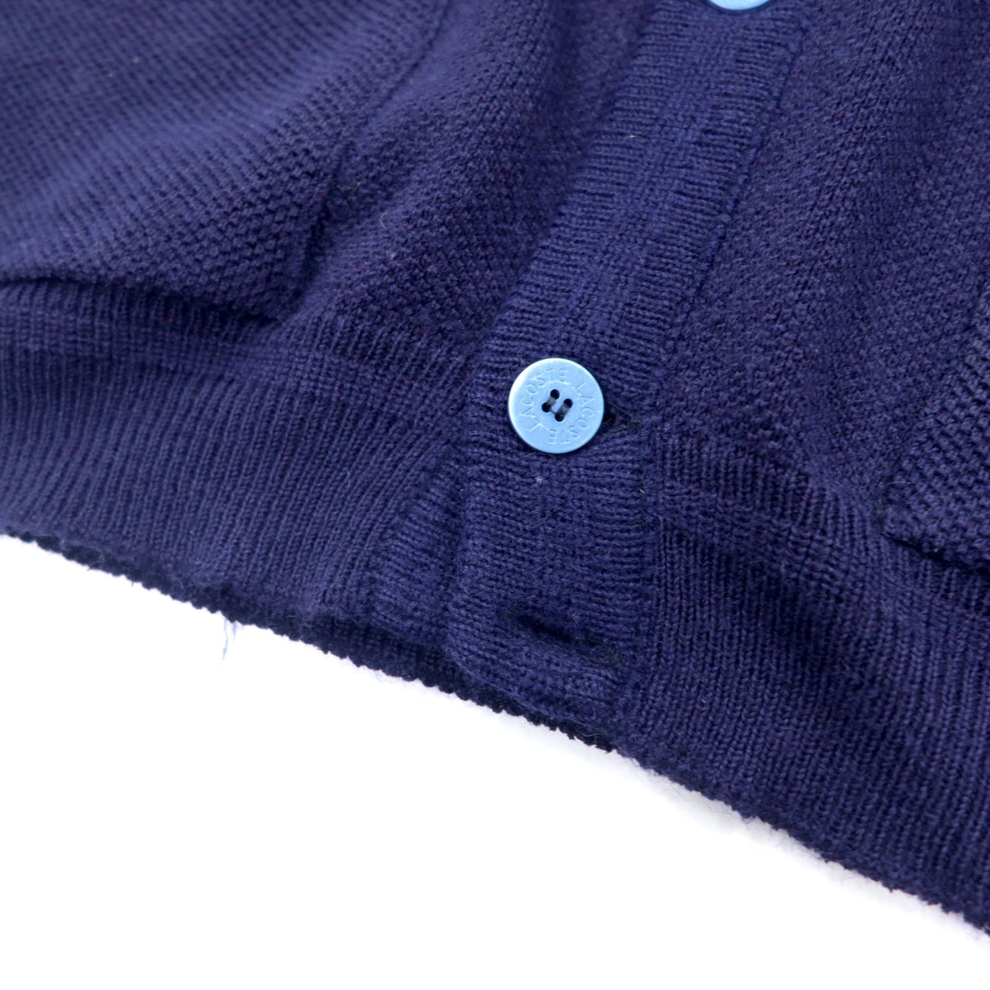LACOSTE 80年代 ニット カーディガン XL ネイビー ウール ワンポイントロゴ