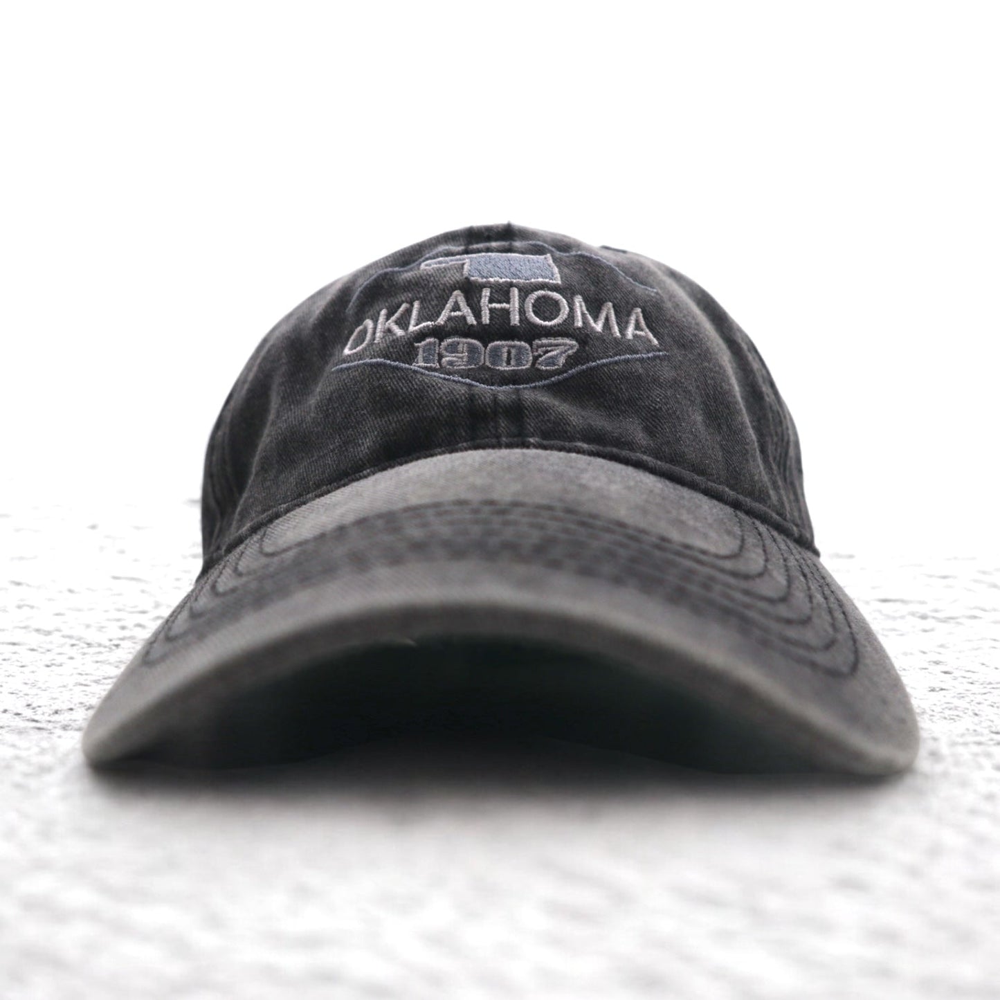 KAUFMAN ヴィンテージ加工 6パネルキャップ ONE グレー コットン OKLAHOMA 刺繍