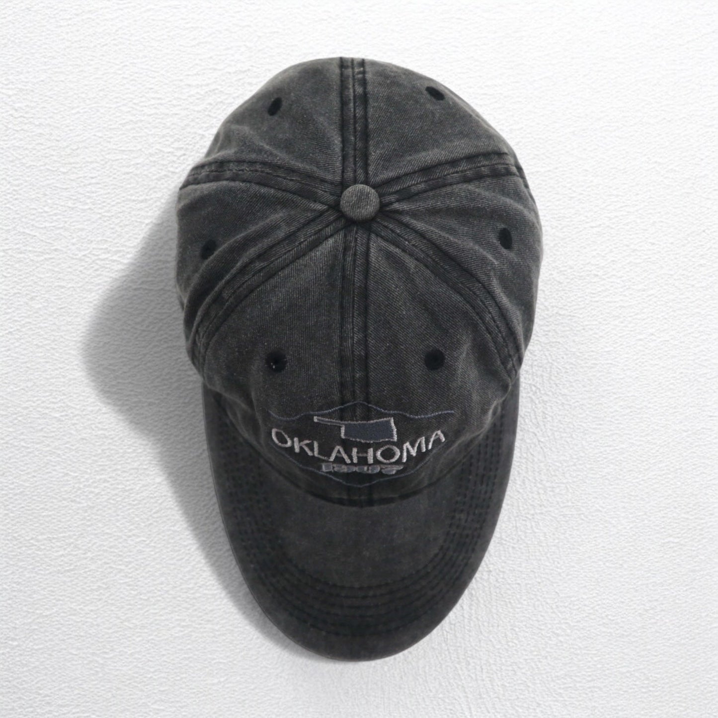 KAUFMAN ヴィンテージ加工 6パネルキャップ ONE グレー コットン OKLAHOMA 刺繍