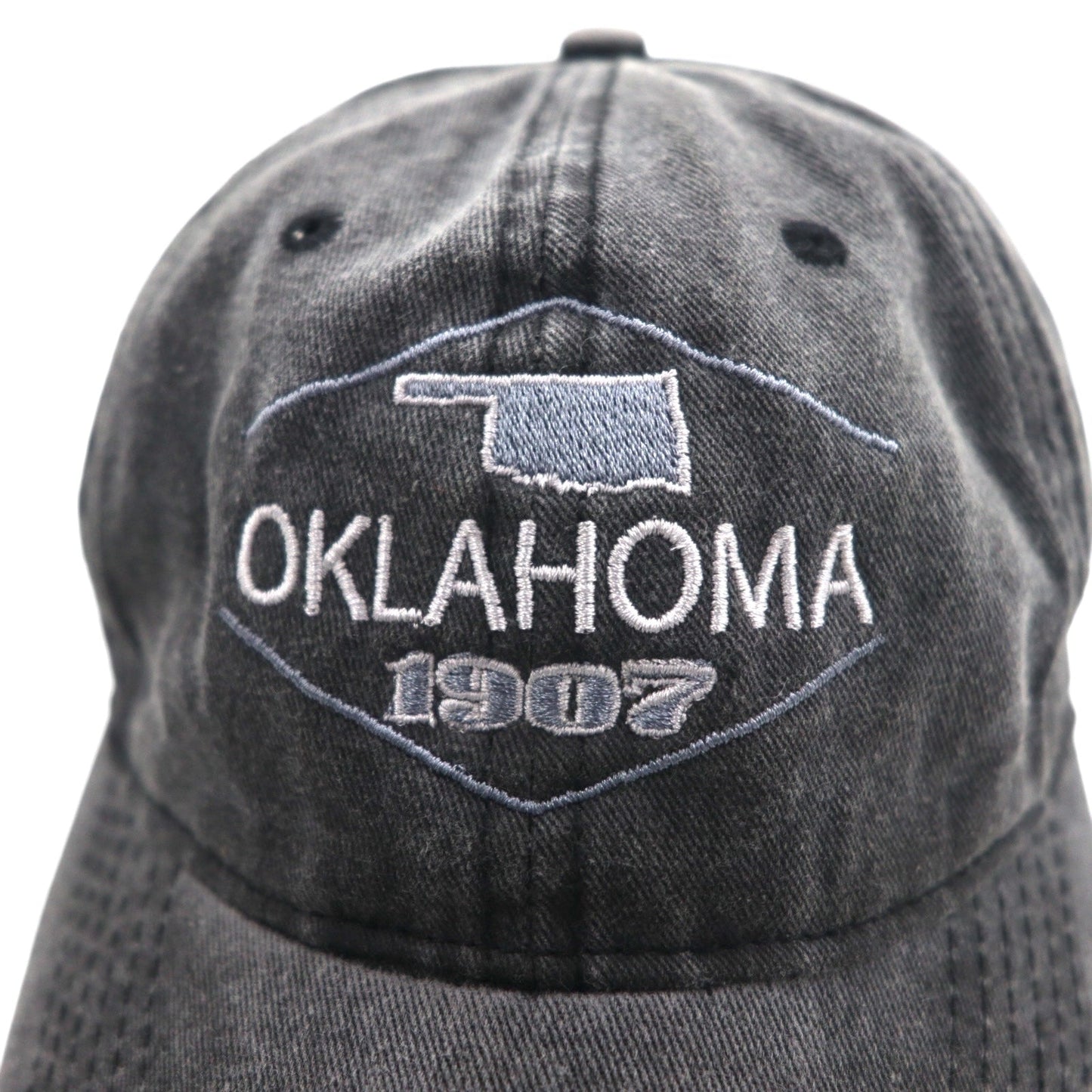 KAUFMAN ヴィンテージ加工 6パネルキャップ ONE グレー コットン OKLAHOMA 刺繍