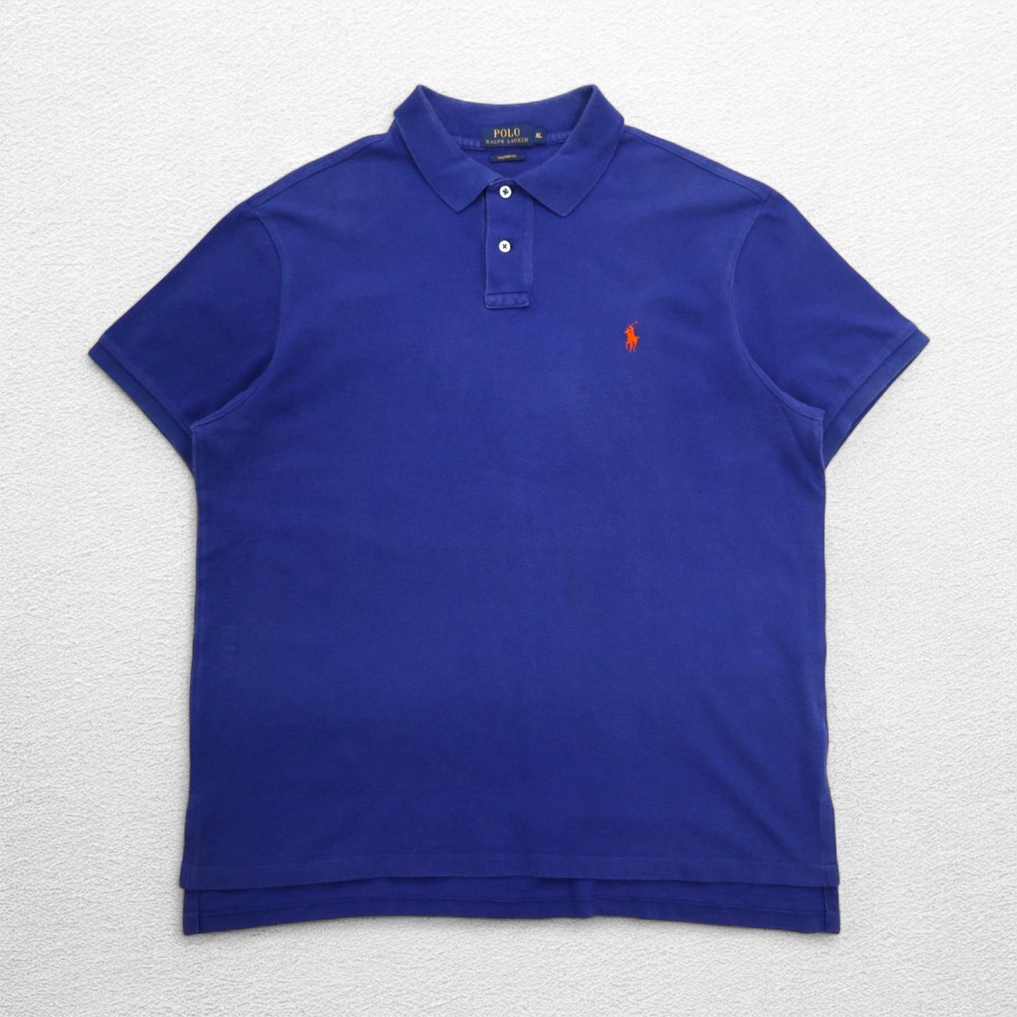 POLO RALPH LAUREN ポロシャツ XL ブルー コットン 鹿の子 CUSTOM FIT スモールポニー刺繍