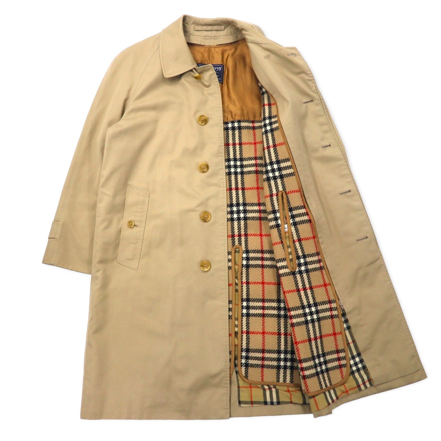 Burberrys イングランド製 オールド バルマカーンコート ステンカラーコート 比翼 XL ベージュ コットン ポリエステル SHEARFORD ノバチェックライナー着脱式