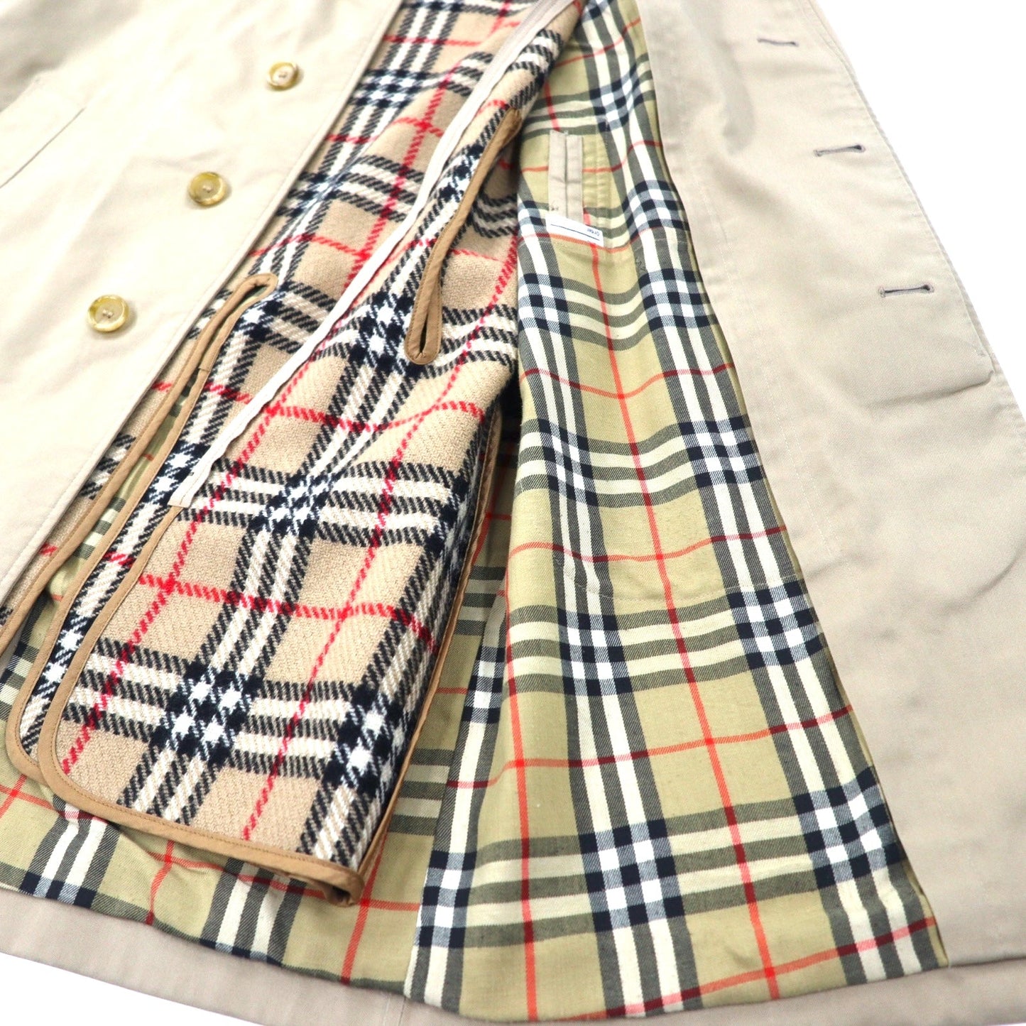 Burberrys イングランド製 オールド バルマカーンコート ステンカラーコート 比翼 XL ベージュ コットン ポリエステル SHEARFORD ノバチェックライナー着脱式