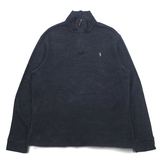 POLO RALPH LAUREN ハーフジップ リブニット スウェット XL グレー ESTATE RIB スモールポニー刺繍