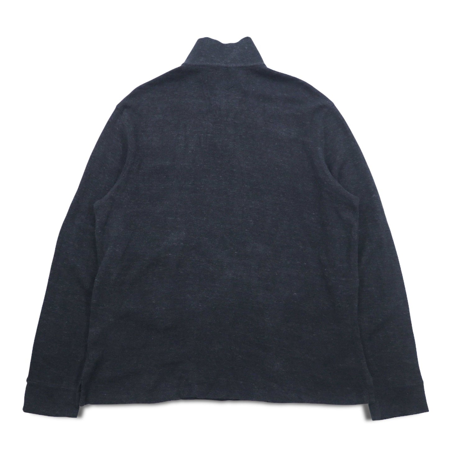 POLO RALPH LAUREN ハーフジップ リブニット スウェット XL グレー ESTATE RIB スモールポニー刺繍