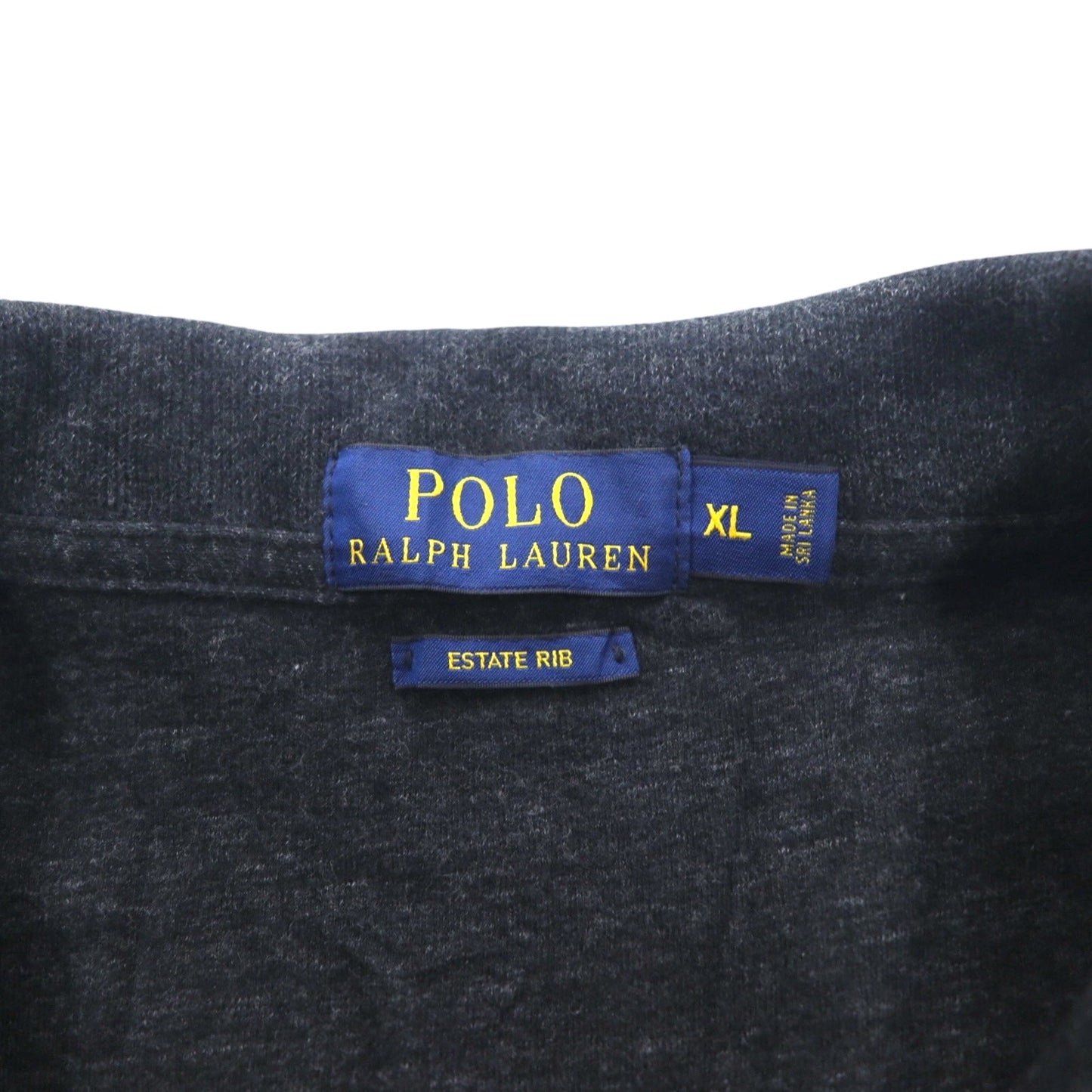 POLO RALPH LAUREN ハーフジップ リブニット スウェット XL グレー ESTATE RIB スモールポニー刺繍