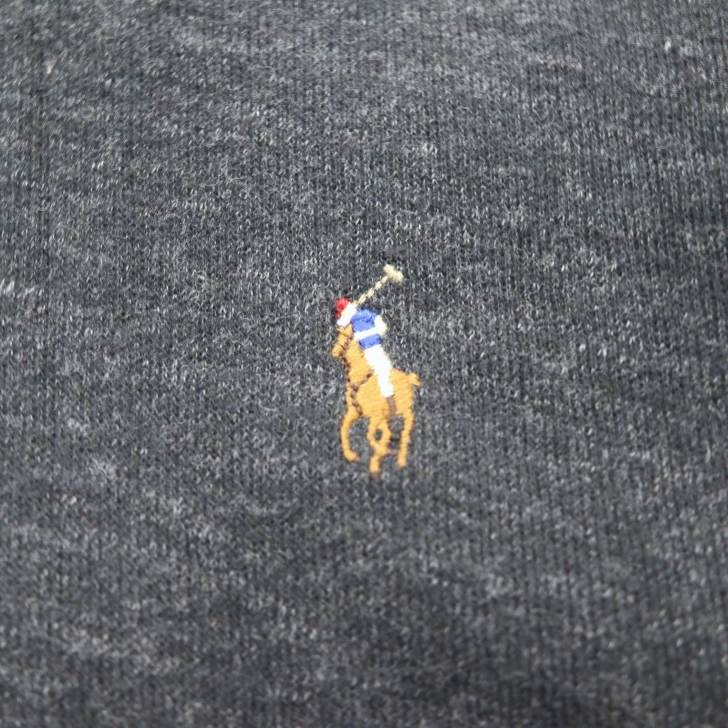 POLO RALPH LAUREN ハーフジップ リブニット スウェット XL グレー ESTATE RIB スモールポニー刺繍