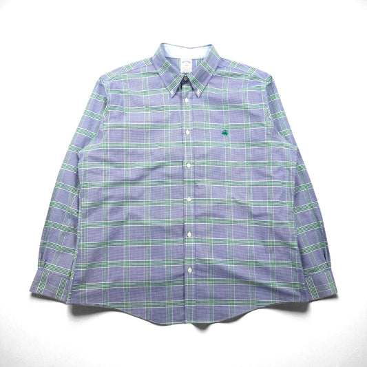 Brooks Brothers REGENT FIT オックスフォード ボタンダウンシャツ XL ブルー チェック コットン