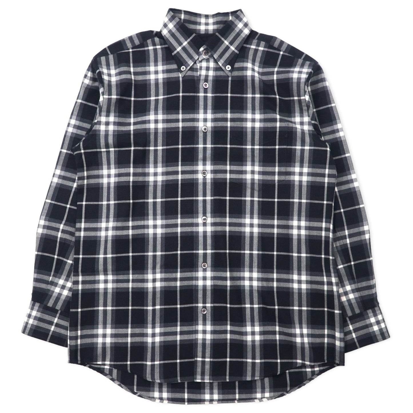 BURBERRY ノバチェック ボタンダウンシャツ L ブラック ラムウール SUPER 100's 日本製