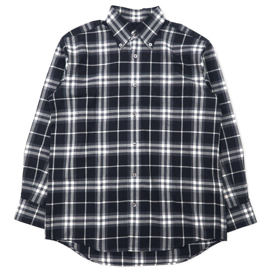 BURBERRY ノバチェック ボタンダウンシャツ L ブラック ラムウール SUPER 100's 日本製