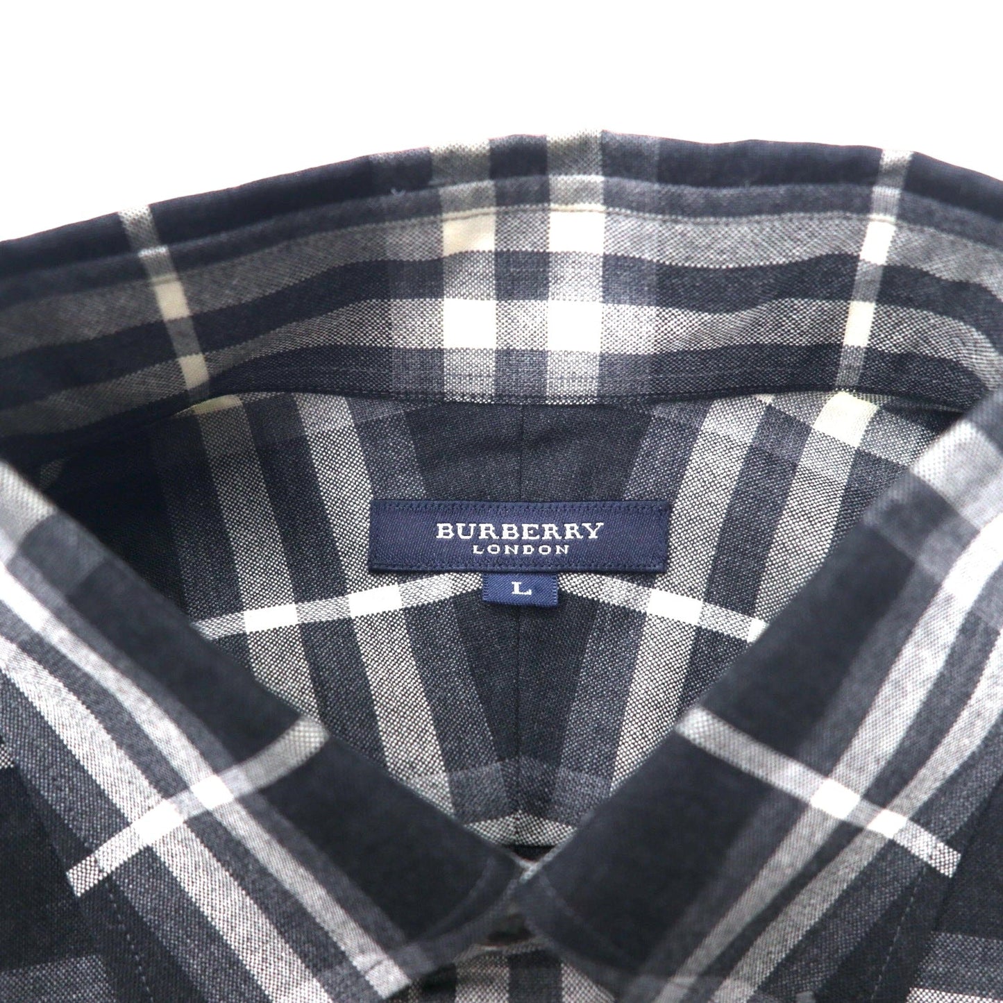 BURBERRY ノバチェック ボタンダウンシャツ L ブラック ラムウール SUPER 100's 日本製