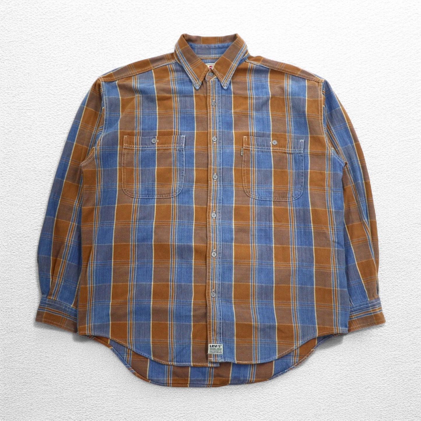 Levi's 90年代 ボタンダウン フランネルシャツ L ブラウン チェック シルバータブ 60507-1282 832M