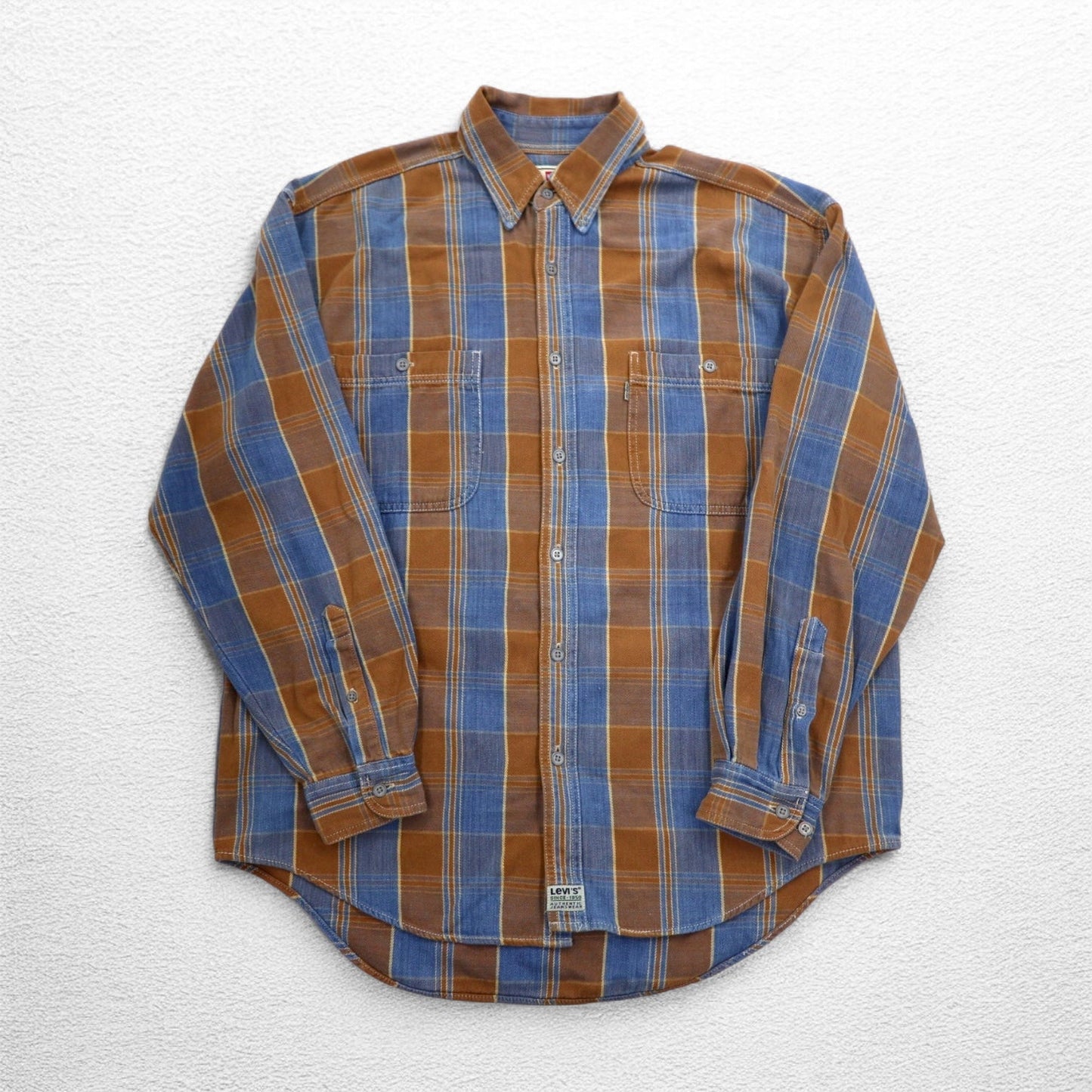 Levi's 90年代 ボタンダウン フランネルシャツ L ブラウン チェック シルバータブ 60507-1282 832M