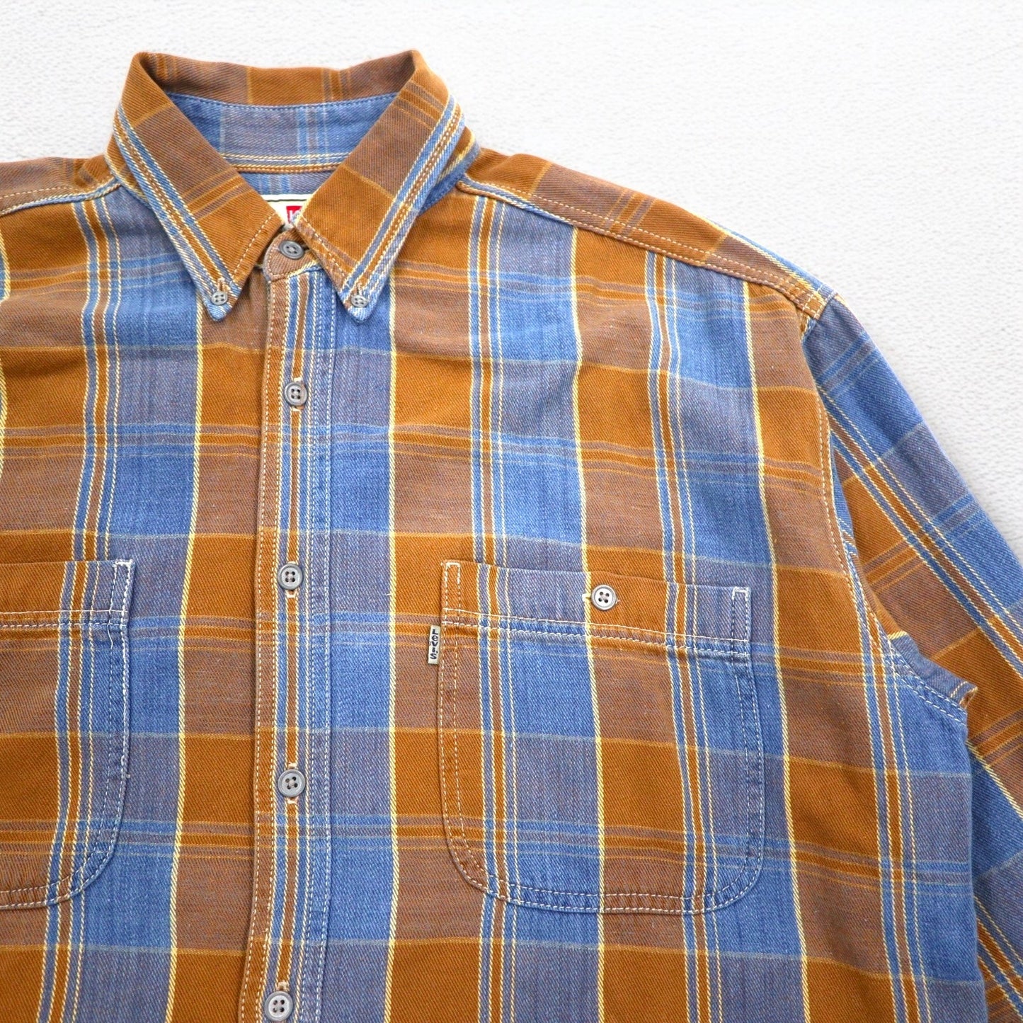Levi's 90年代 ボタンダウン フランネルシャツ L ブラウン チェック シルバータブ 60507-1282 832M