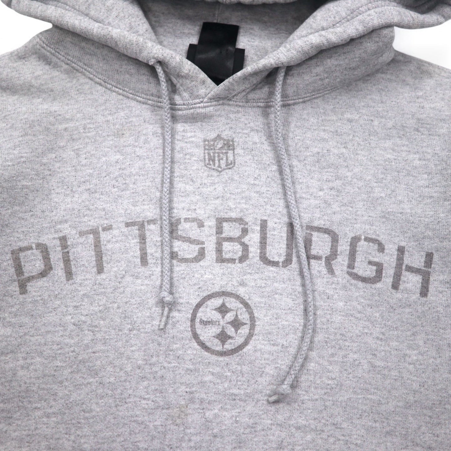 Reebok ヘビーウェイト プルオーバーパーカー L グレー 裏起毛 フロントポケット NFL PITTSBURGH