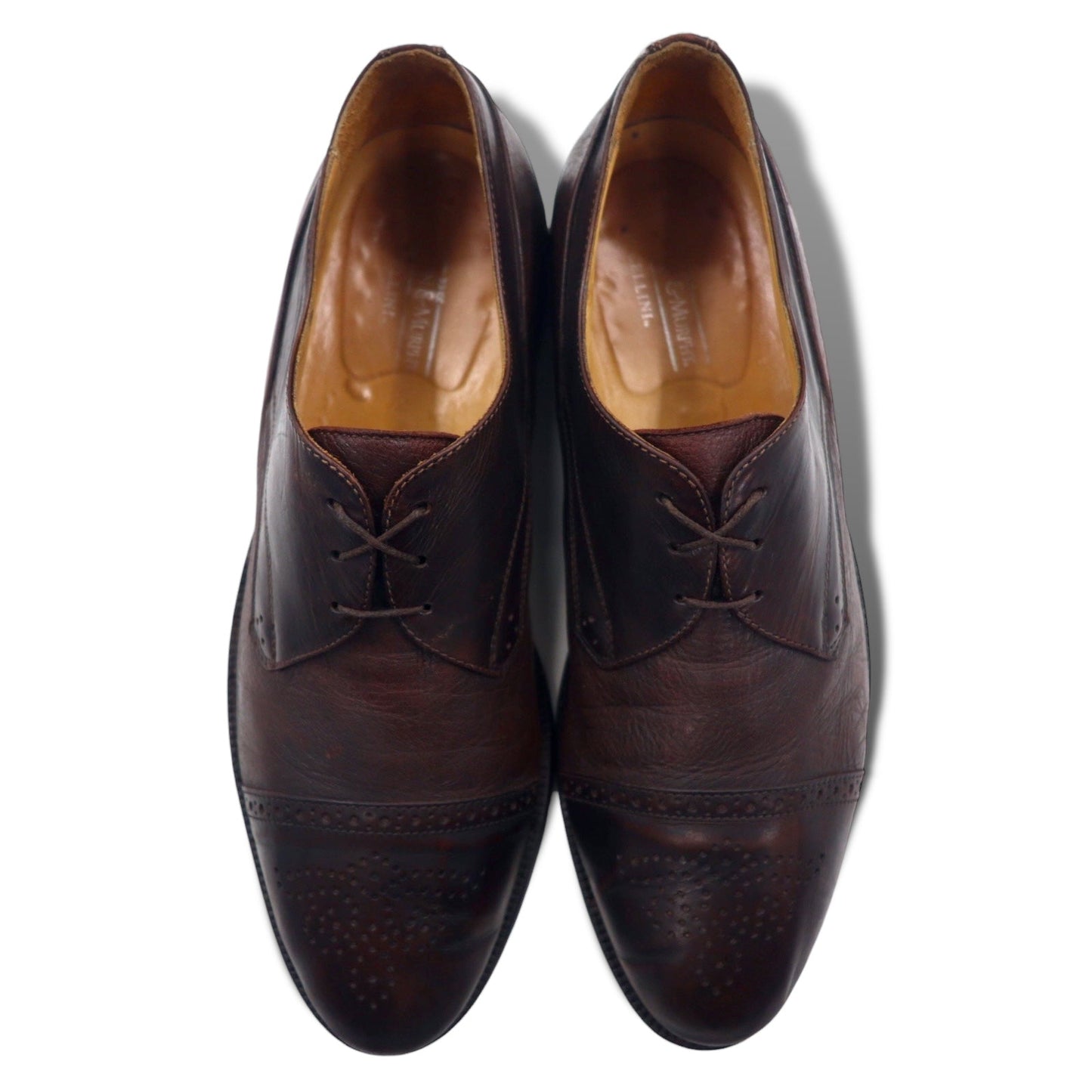 JOHNSTON & MURPHY イタリア製 メダリオン セミブローグ ドレスシューズ 28cm ブラウン レザー CELLINI 3182