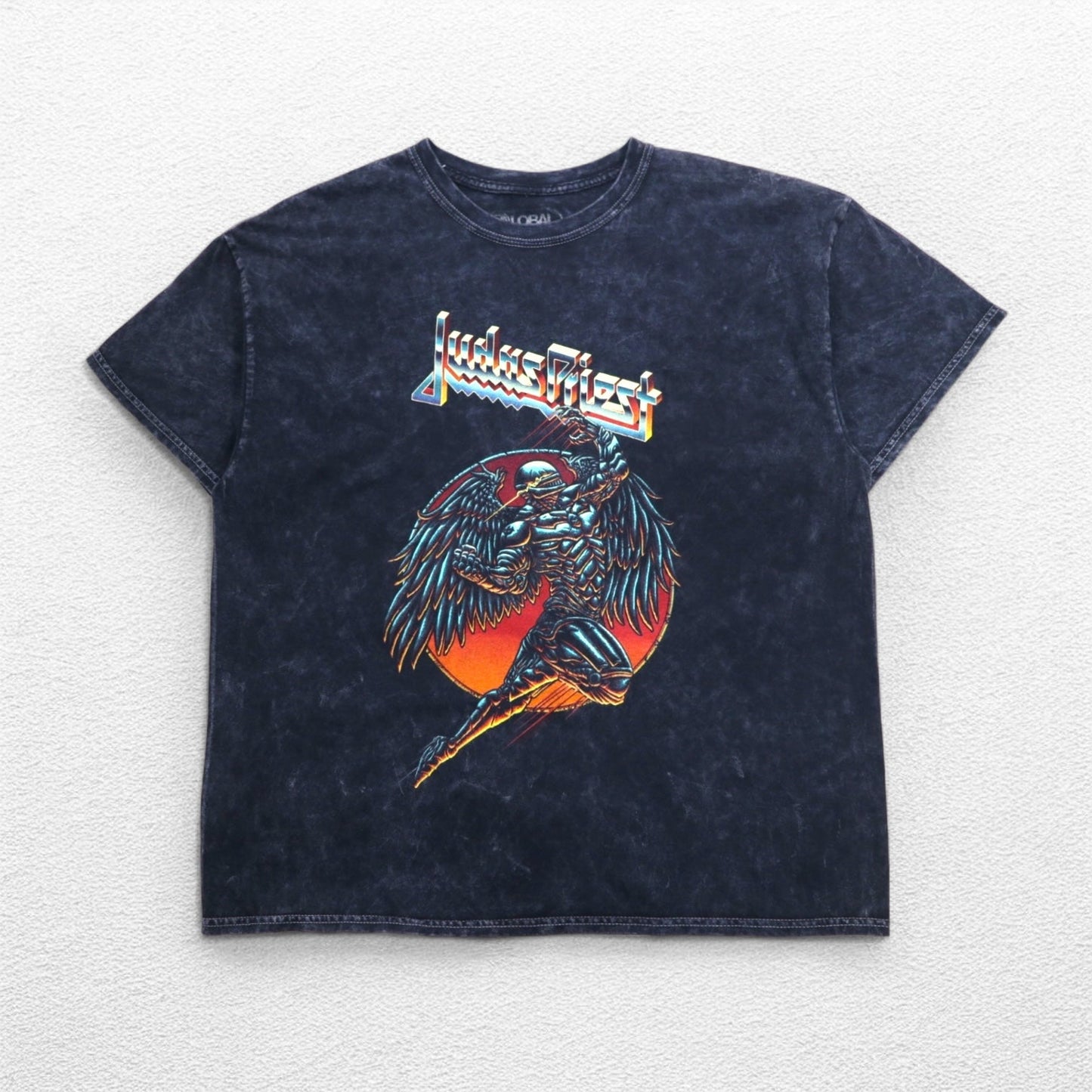 Judas Priest ジューダス プリースト ヘヴィメタル バンド Tシャツ バンT L ブラック ヴィンテージ加工 GLOBAL ホンジュラス製