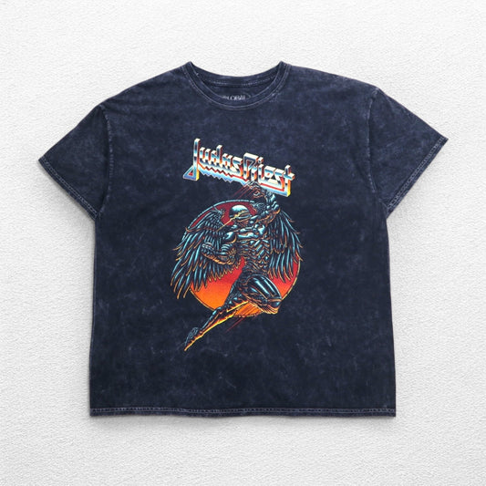 Judas Priest ジューダス プリースト ヘヴィメタル バンド Tシャツ バンT L ブラック ヴィンテージ加工 GLOBAL ホンジュラス製