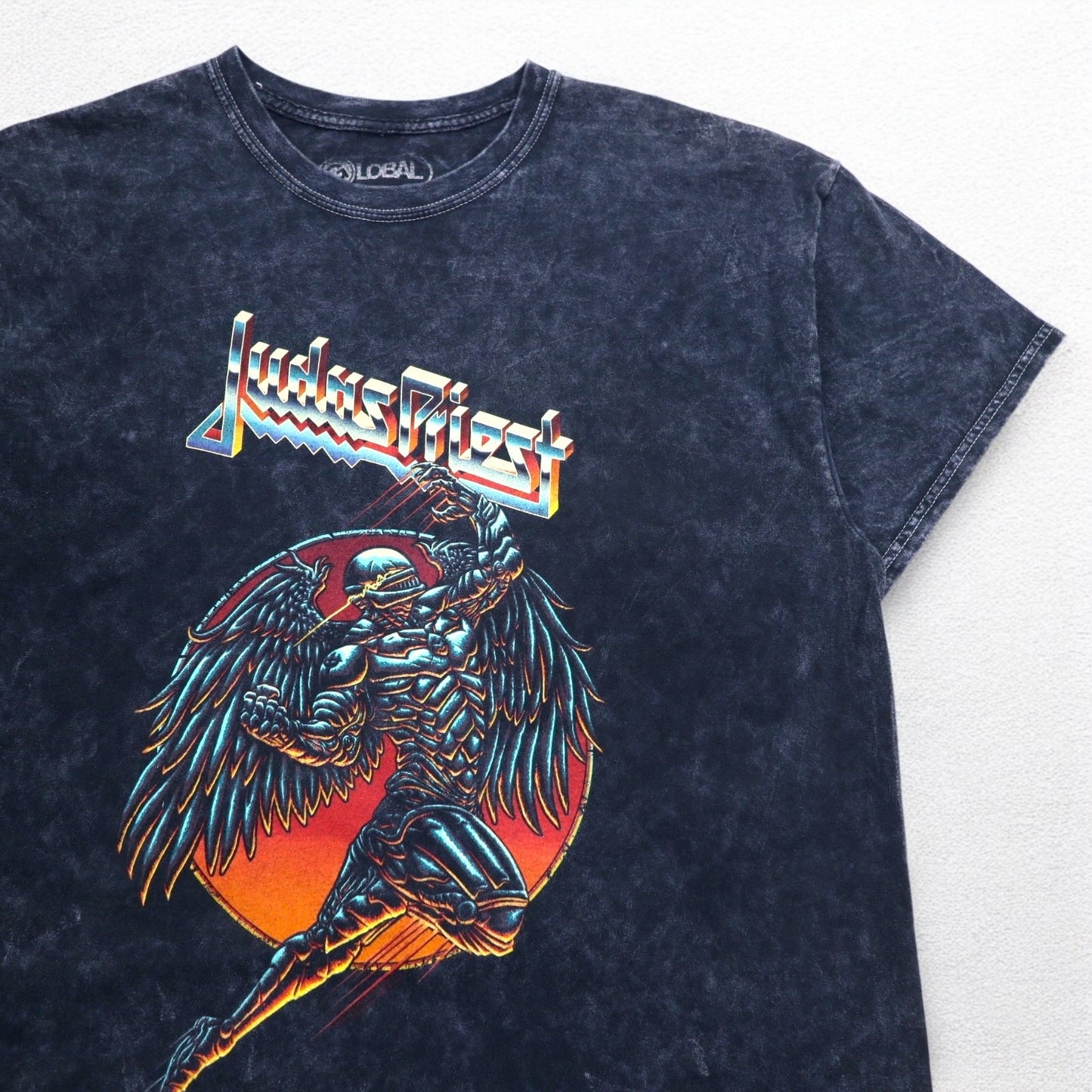 Judas Priest ジューダス プリースト ヘヴィメタル バンド Tシャツ バンT L ブラック ヴィンテージ加工 GLOBAL ホンジュラス製