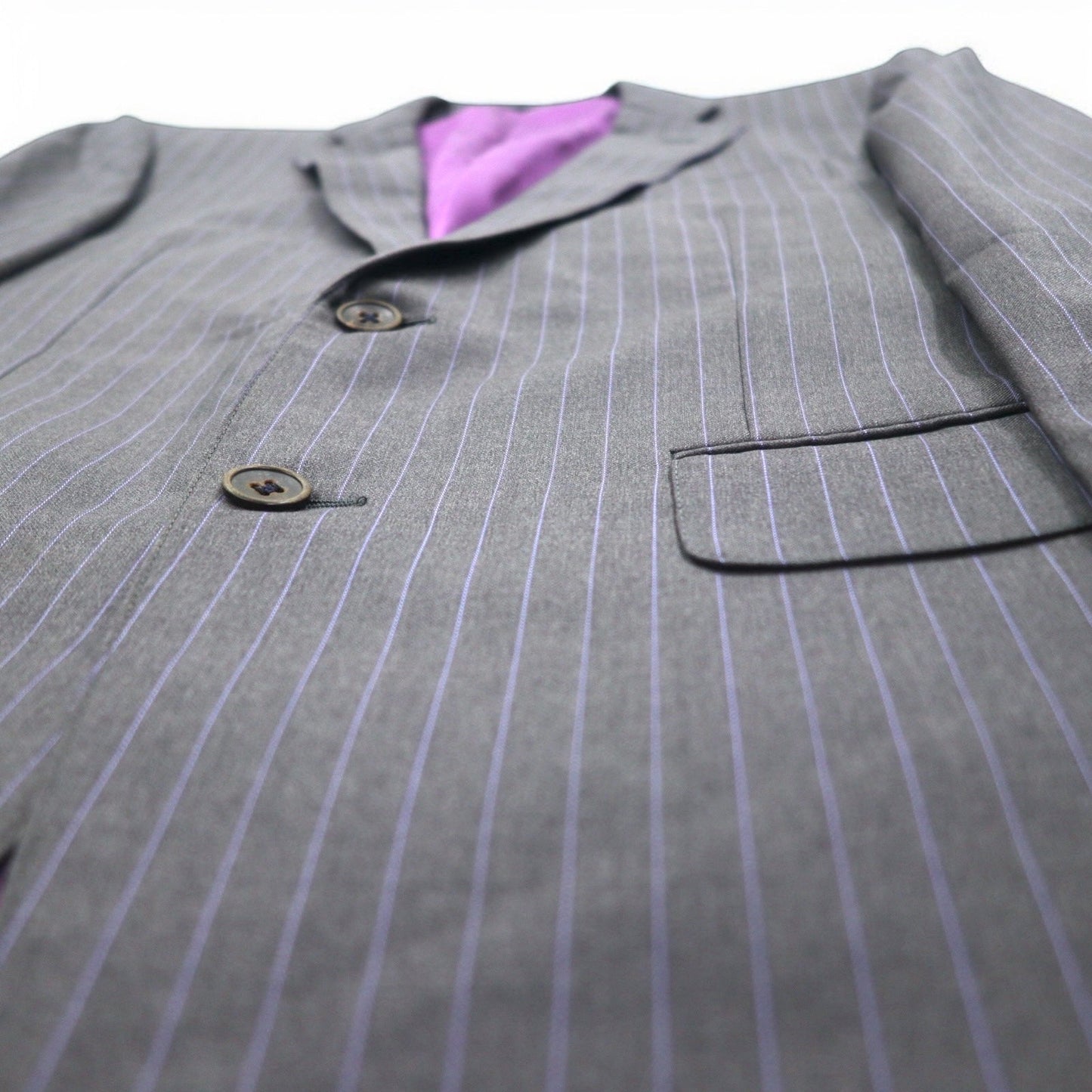 Loro Piana × MENS CLUB HASHIMOTO 2B スーツ セットアップ L グレー ストライプ ウール シルク混 日本製