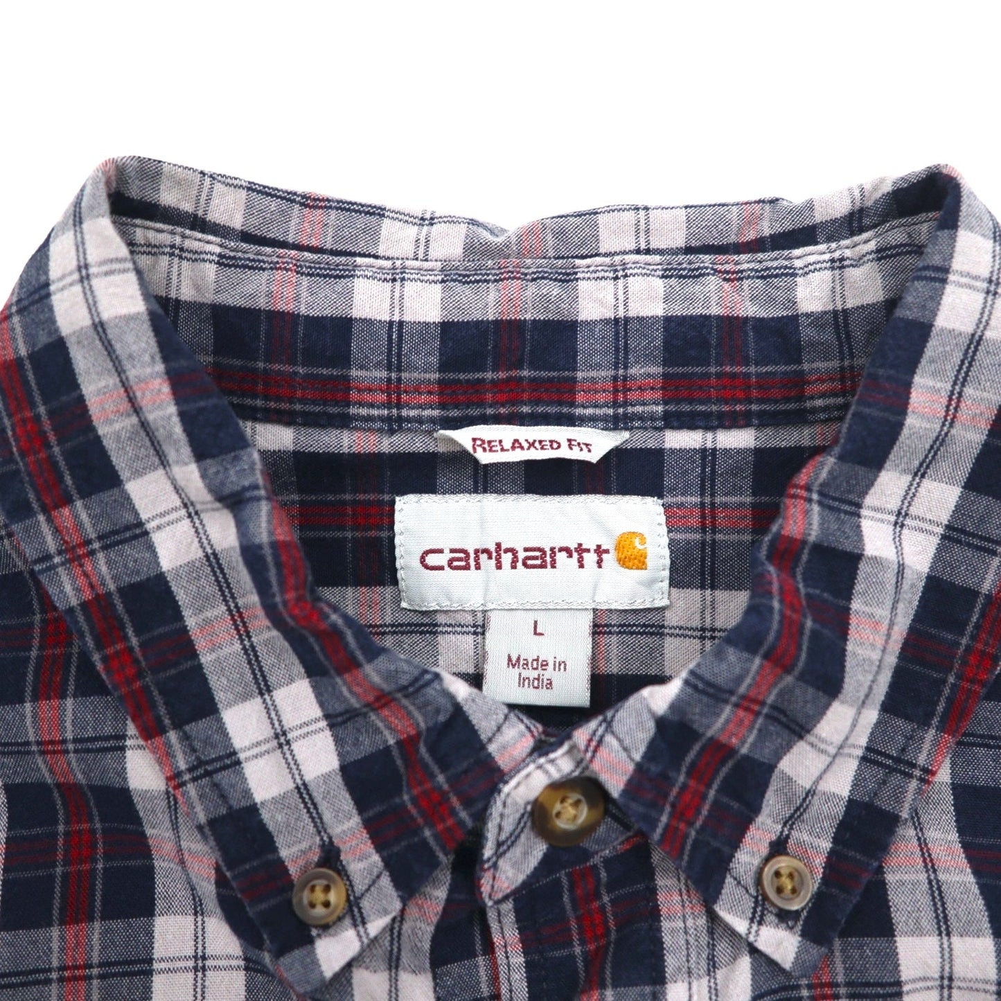 carhartt リラックスフィット RELAXED FIT ボタンダウン フランネルシャツ L グレー チェック 胸ポケット 102214 412