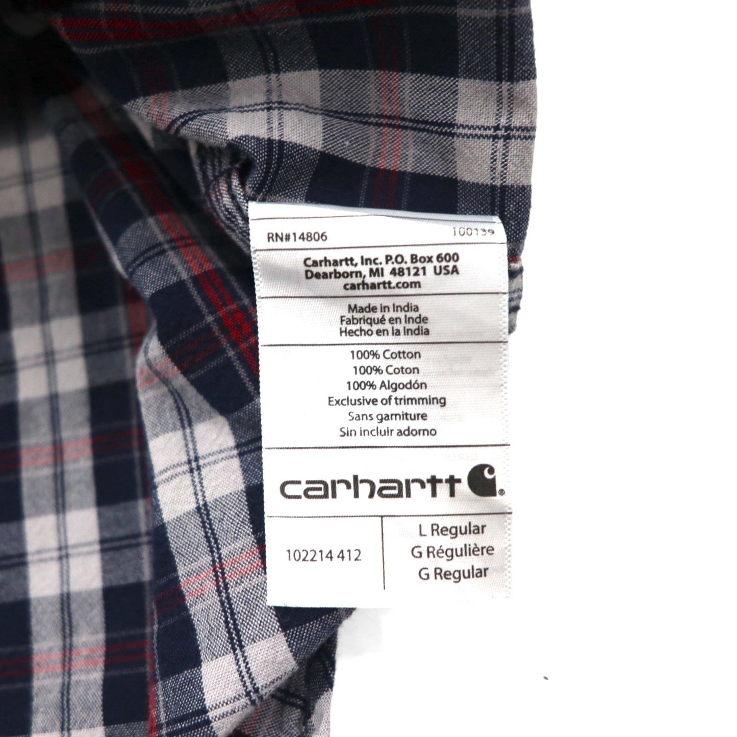 carhartt リラックスフィット RELAXED FIT ボタンダウン フランネルシャツ L グレー チェック 胸ポケット 102214 412