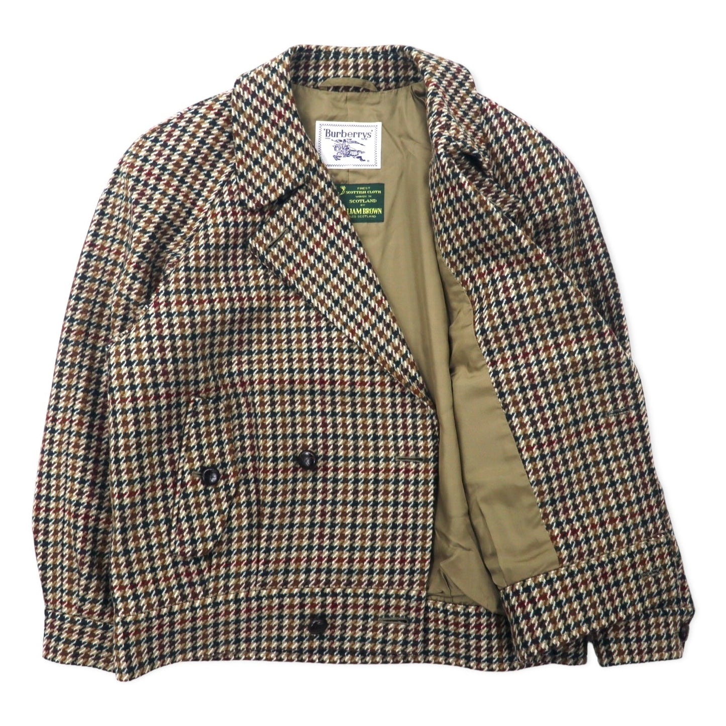 Burberrys × WILLIAM BROWN オールド ダブル ツイードジャケット 11AR ブラウン ガンクラブチェック ウール