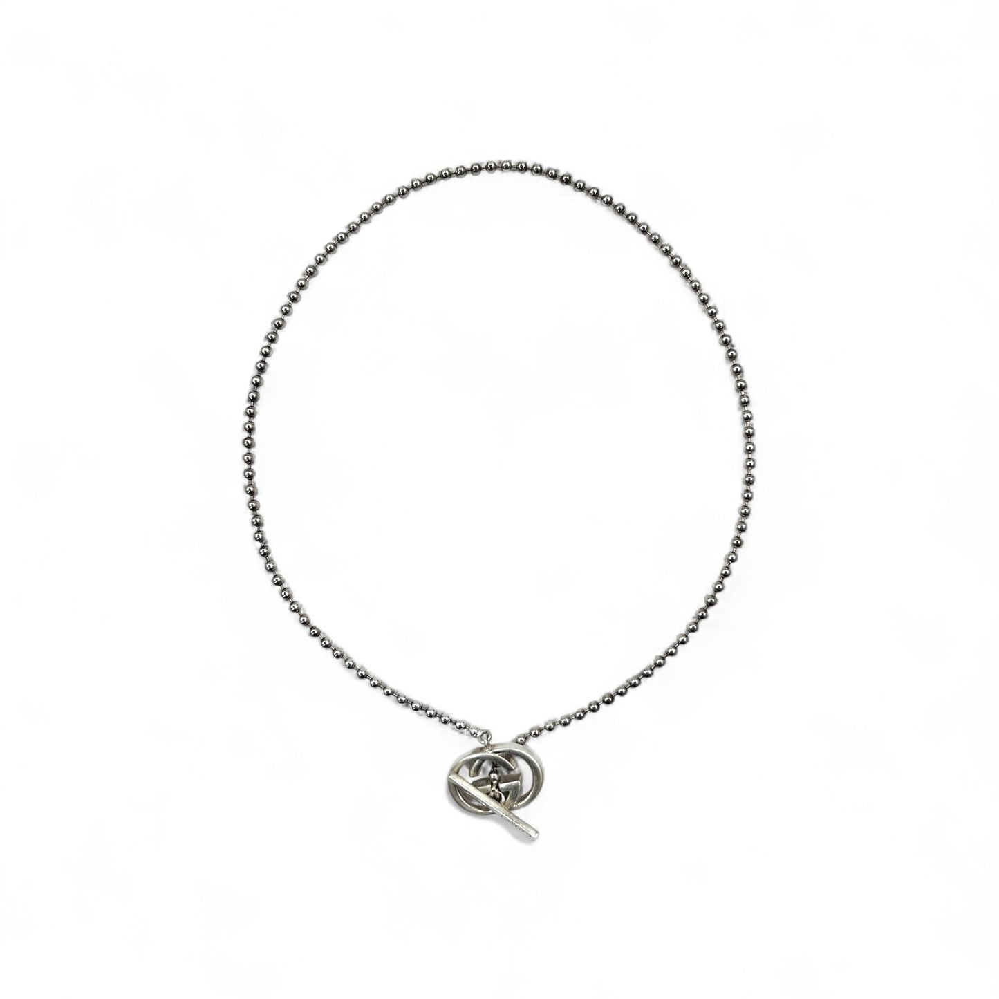 GUCCI ボールチェーン シルバー ネックレス ペンダント Ag925 インターロッキングG イタリア製