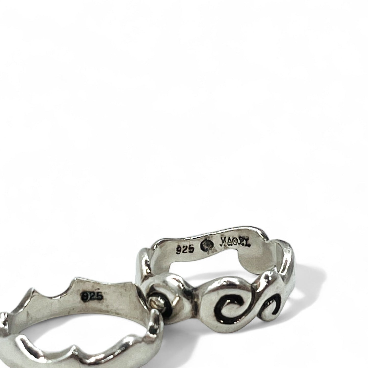 Maori warriors マオリ族 2連 ウェーブ リング 指輪 18号 シルバー 925 唐草