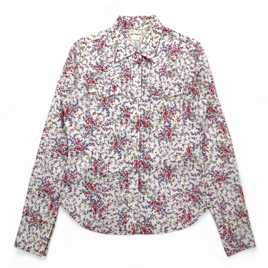 POLO JEANS CO. RALPH LAUREN 花柄 ウエスタンシャツ S ホワイト スナップボタン