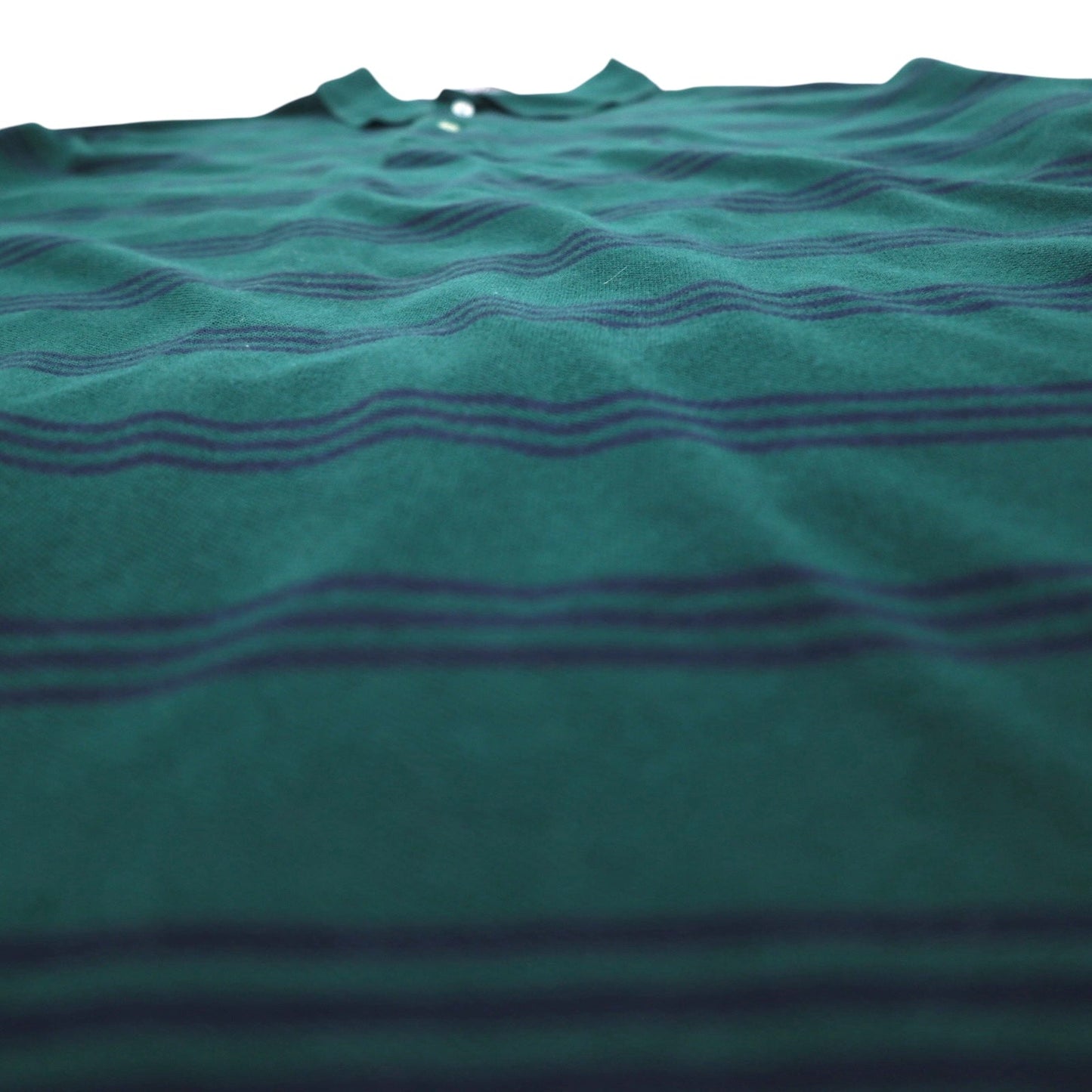 Polo by Ralph Lauren 90年代 ボーダー ポロシャツ 2XL グリーン コットン 鹿の子 スモールポニー刺繍